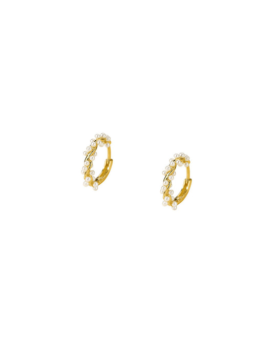 Ava Pearl Hoop Gold
