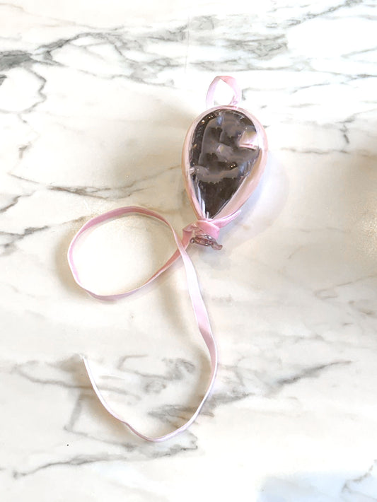 Pink Balloon ornament with velvet ribbon