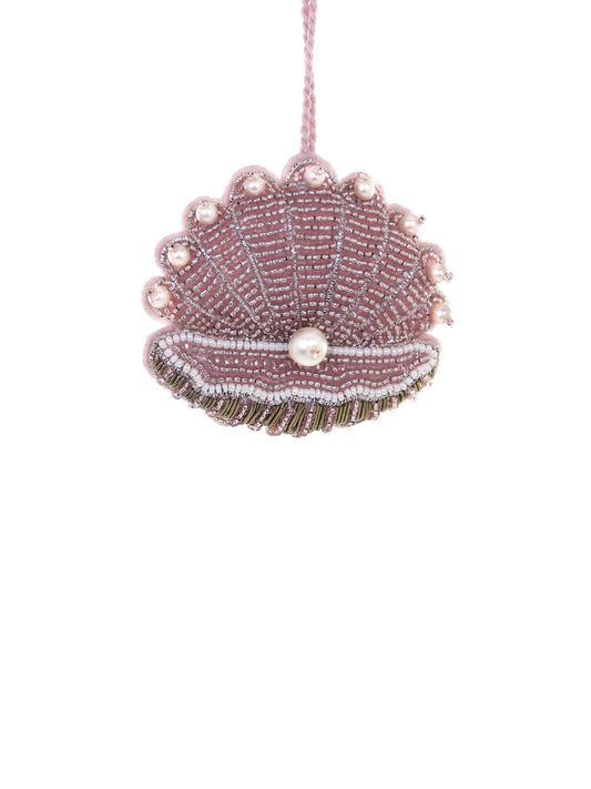Beaded pink pearl shell ornament