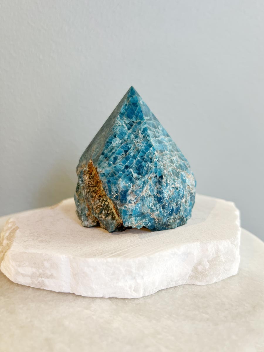 Blue apatite raw point