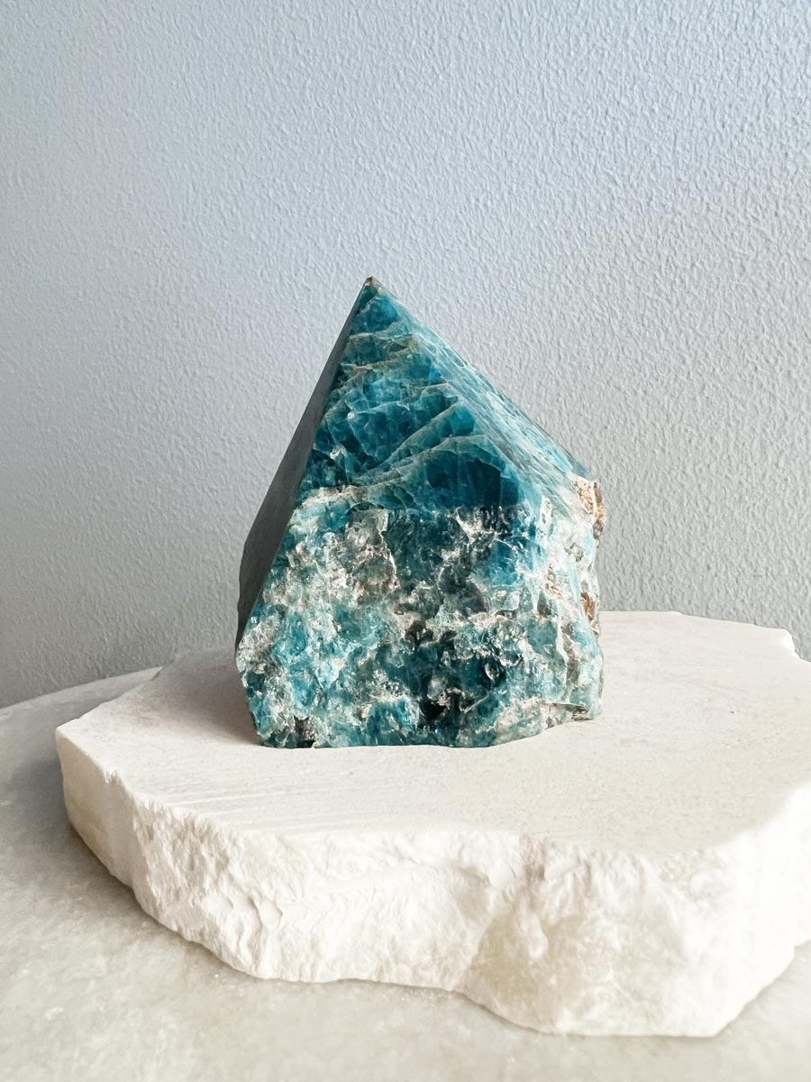 Blue apatite raw point