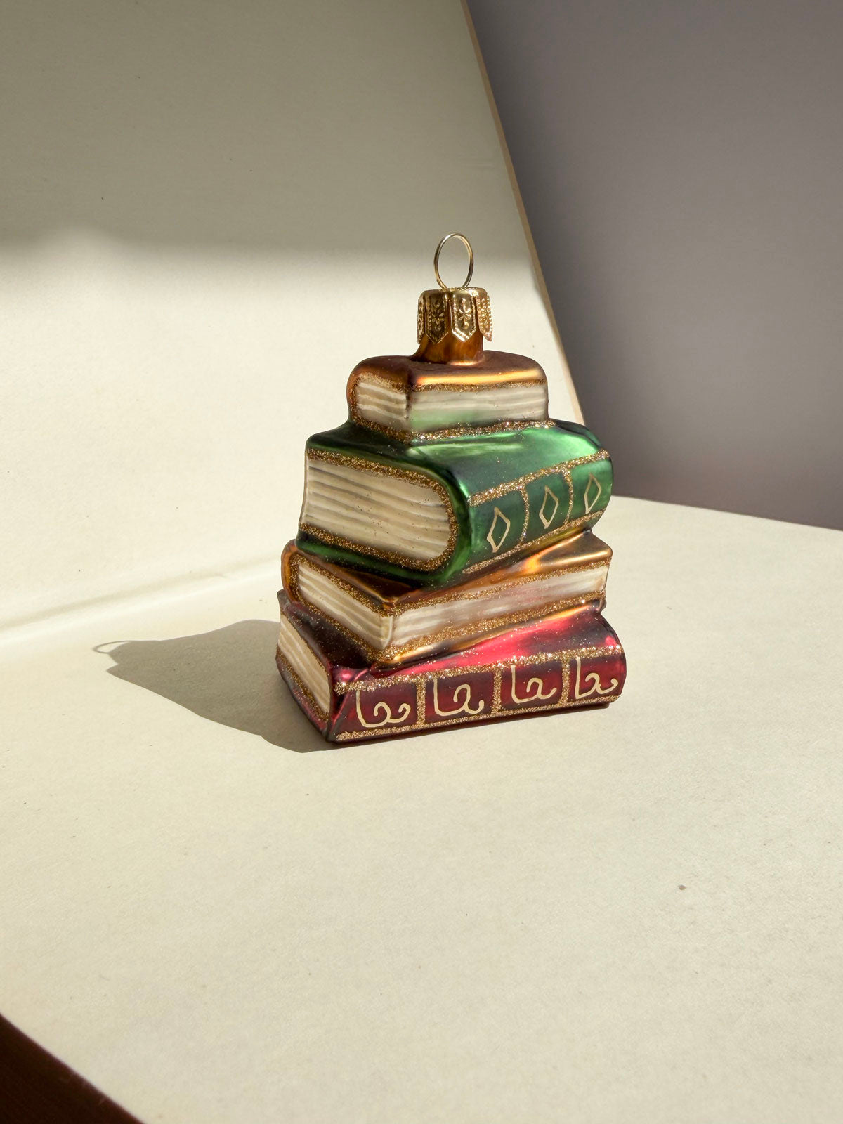 Stack of Books Glass Ornament