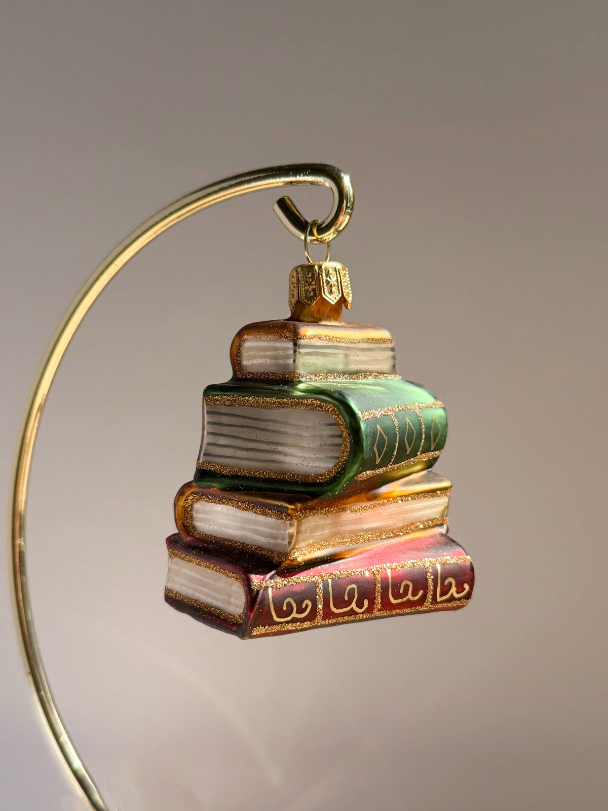 Stack of Books Glass Ornament