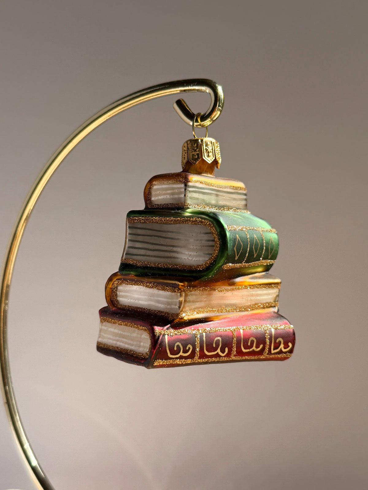 Stack of Books Glass Ornament