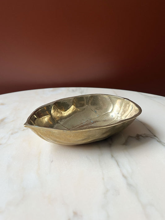 Vintage Brass Walnut Dish