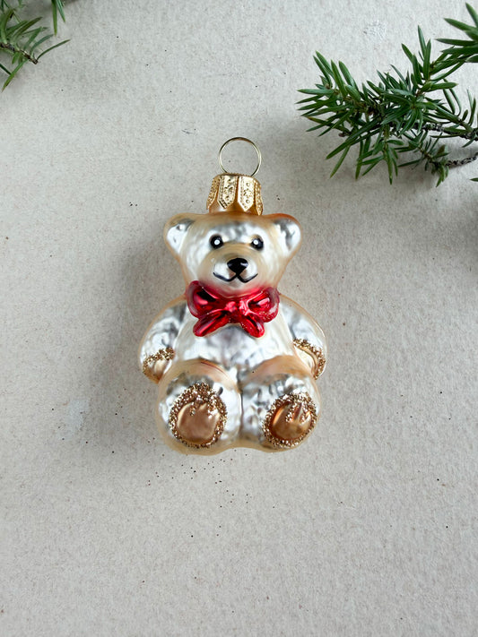Teddy Bear Glass Ornament