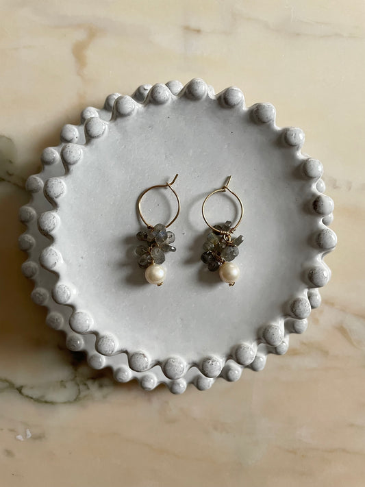 Gemstone Cluster Earring Labradorite