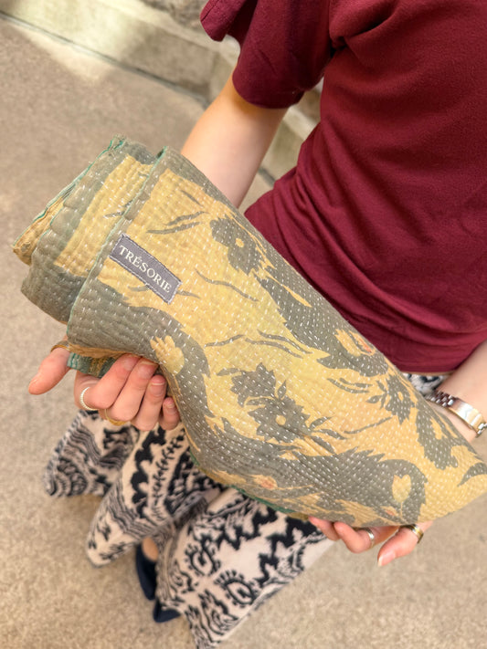Kantha Quilt green / pink