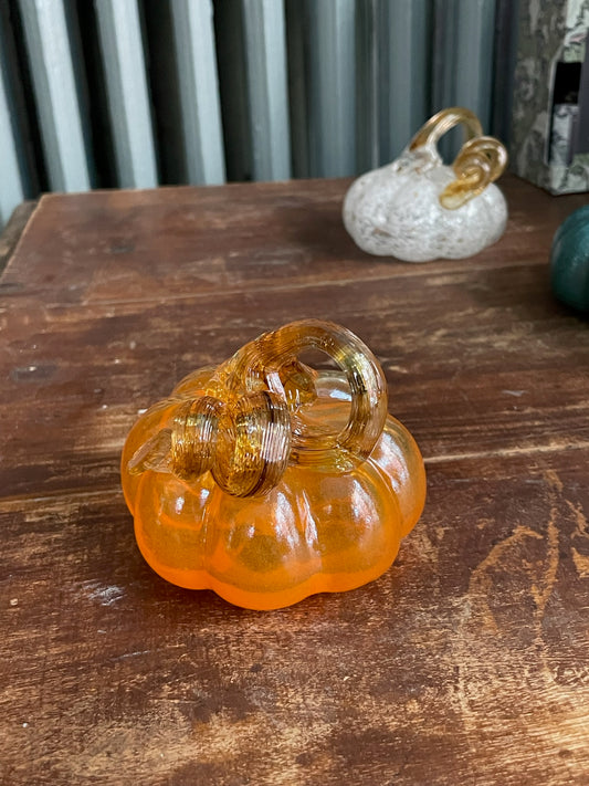 Large glass pumpkin ornament Orange