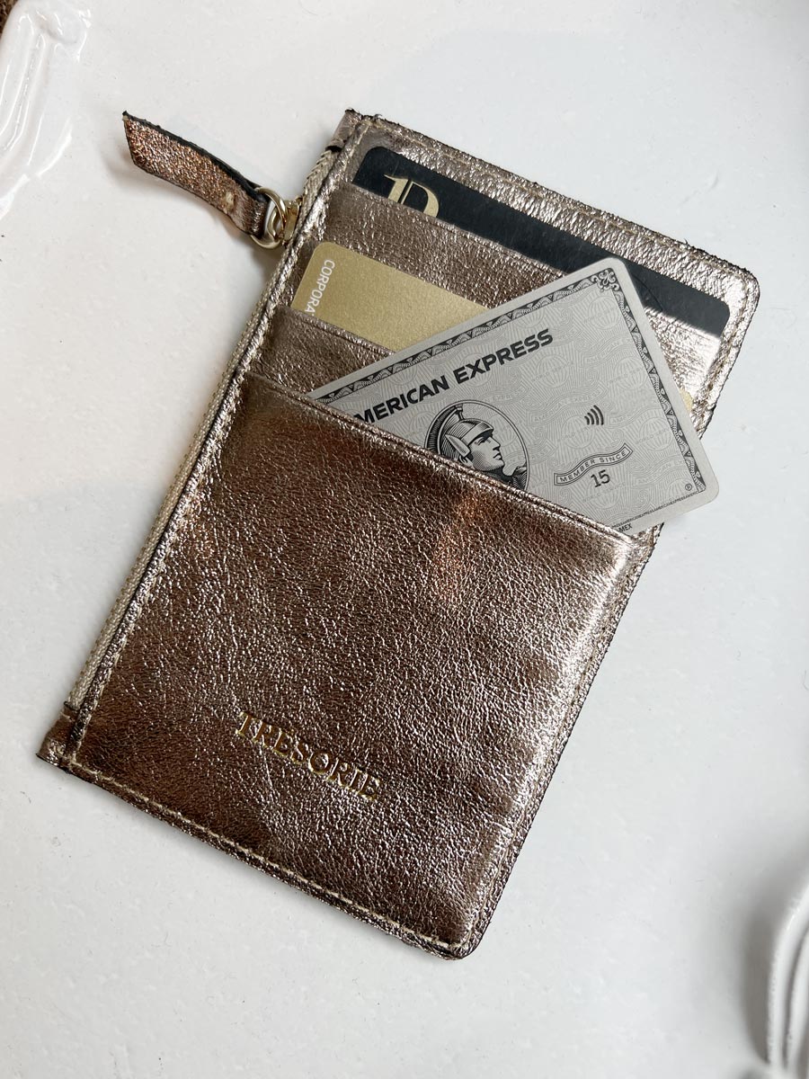 Leather card holder copper