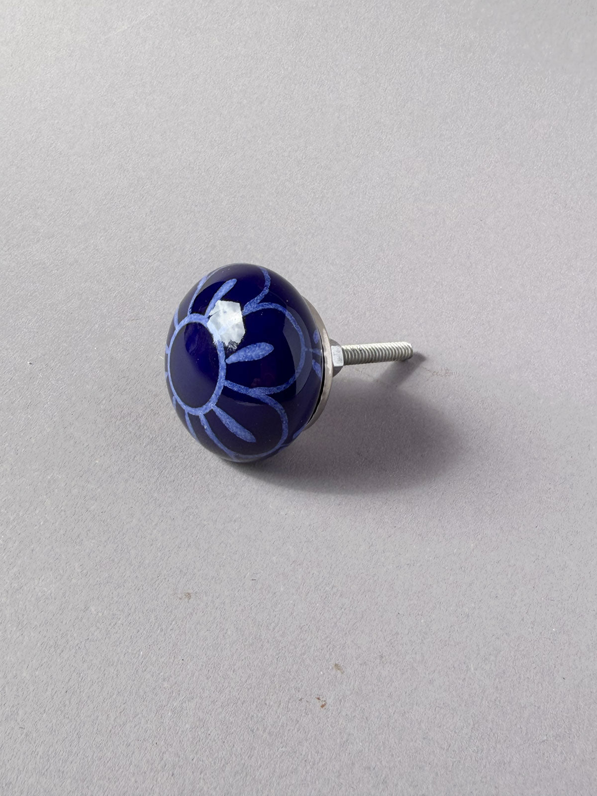Ceramic Knob indigo flower