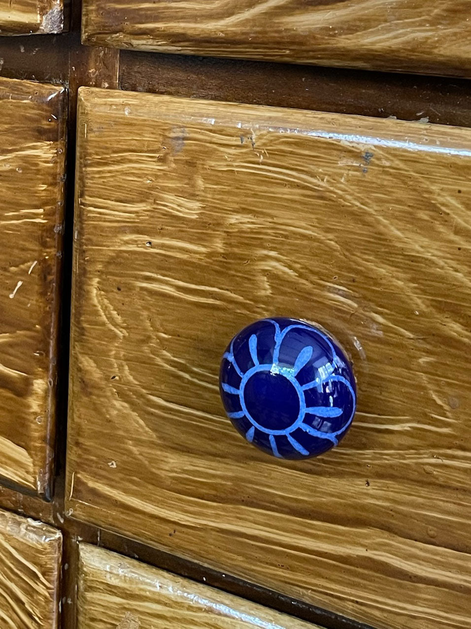 Ceramic Knob indigo flower