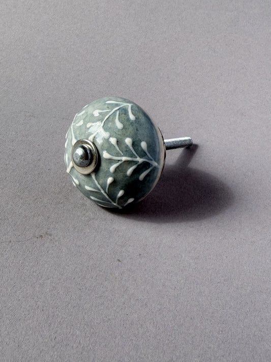 Ceramic Knob light blue floral