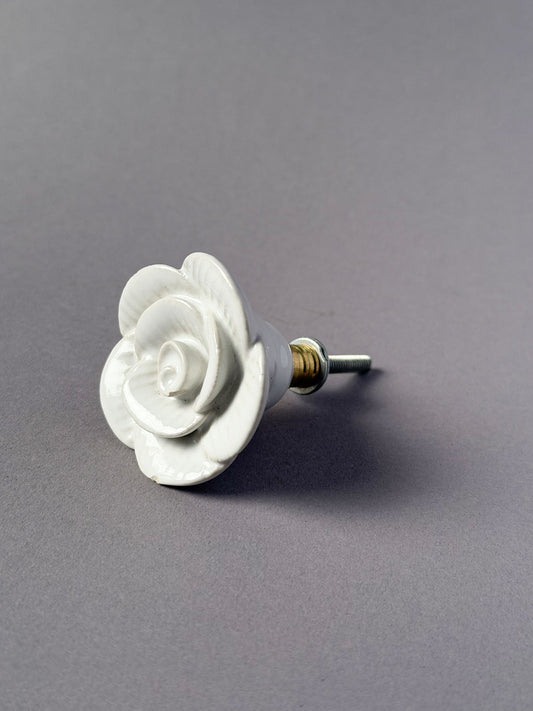 Ceramic Knob Rose White