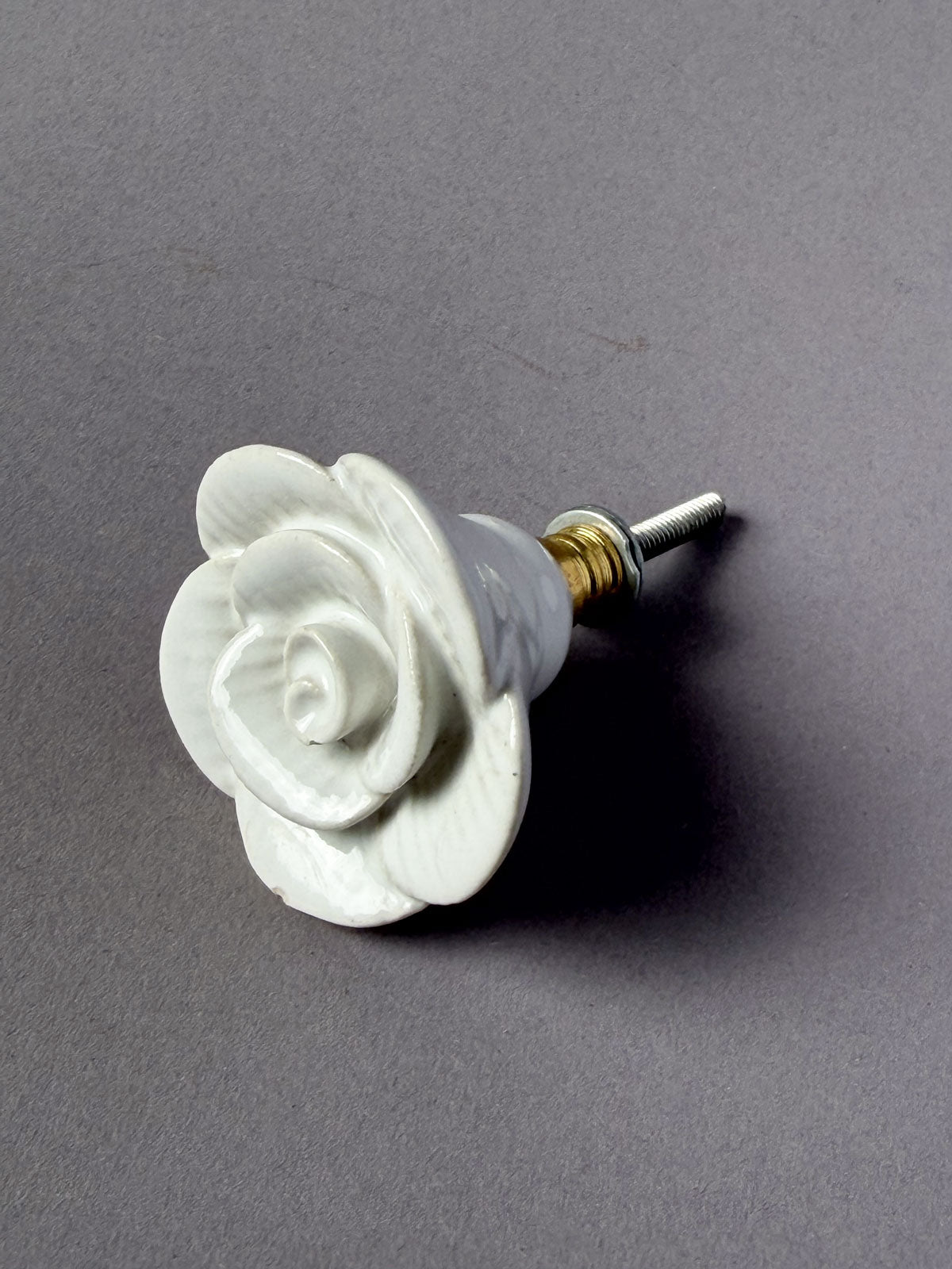 Ceramic Knob Rose White