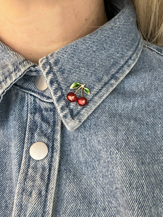 Cherry double pin brooch