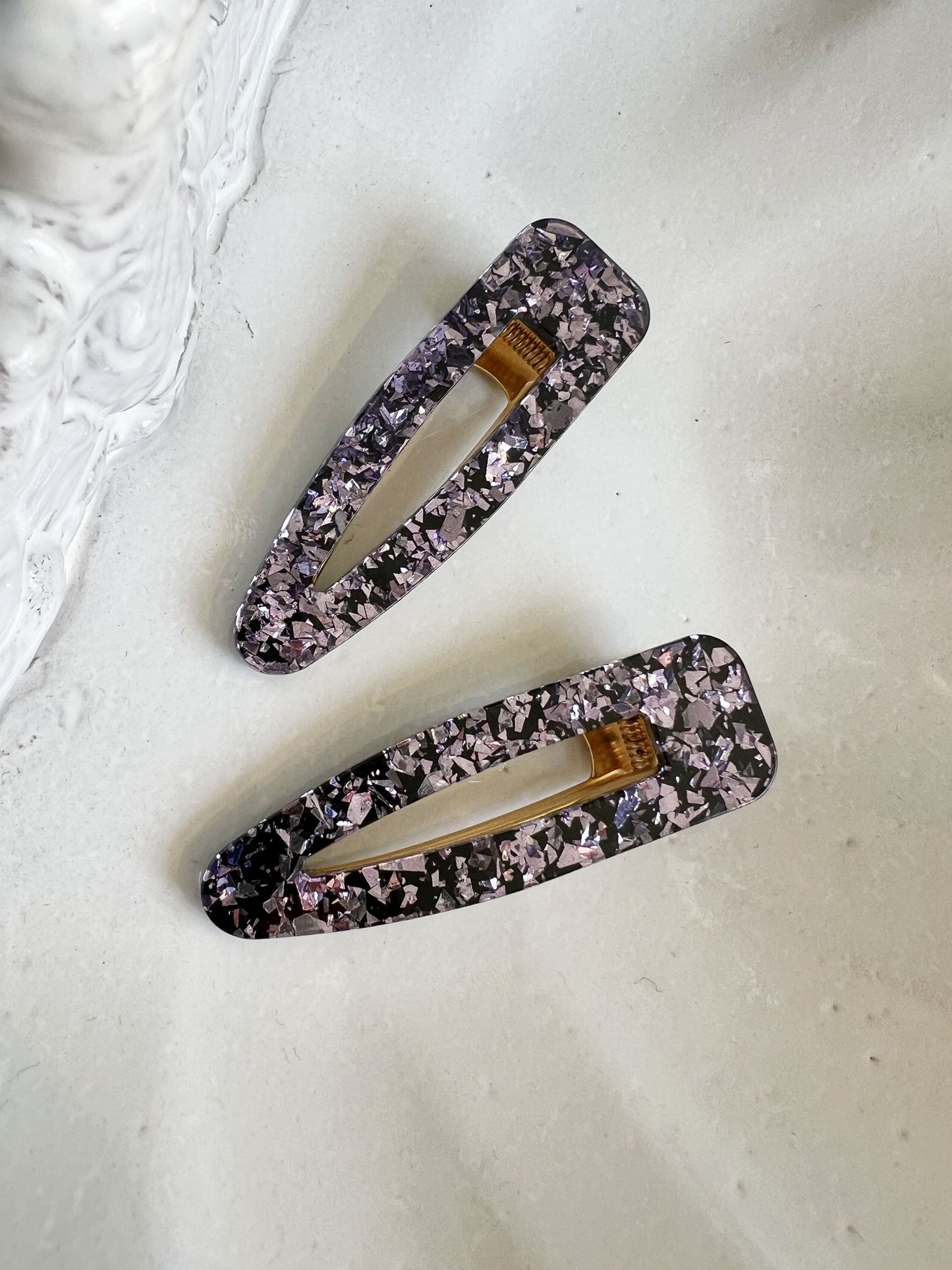 Confetti hair clip set purple