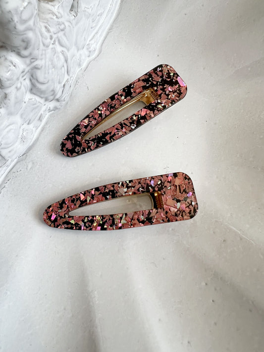 Confetti hair clip set pink