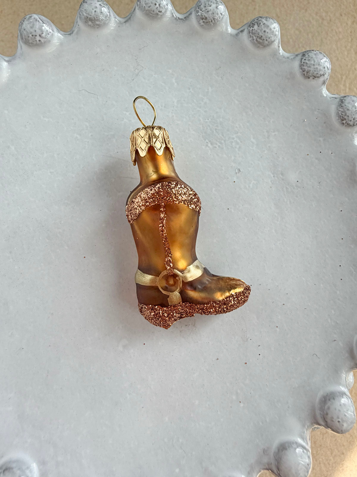 Cowboy Boot Glass Ornament