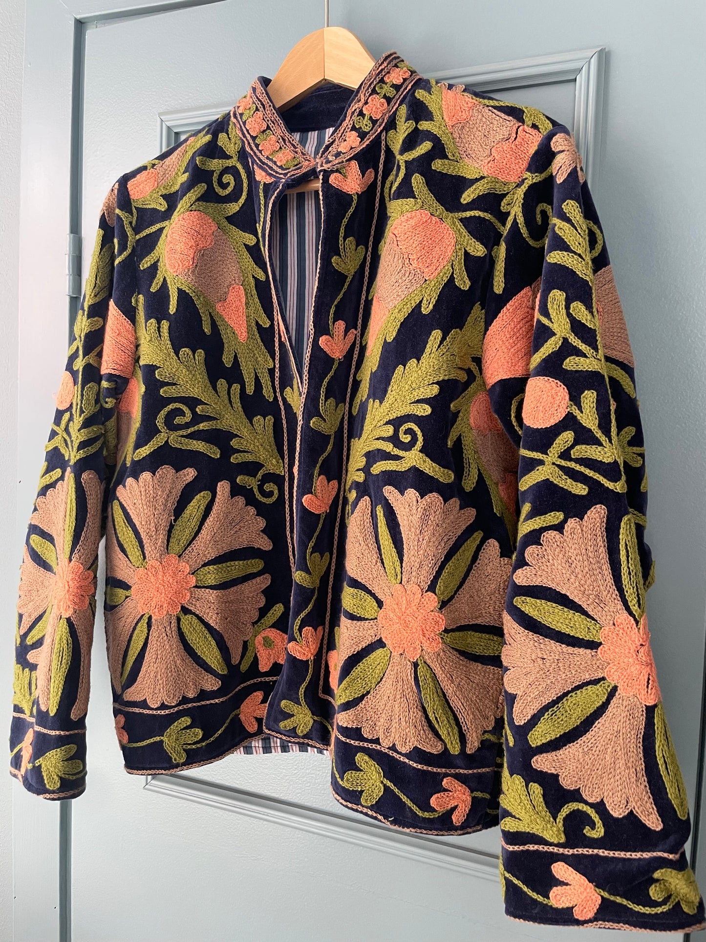 Paloma Velvet Jacket - Night Blue - Orange