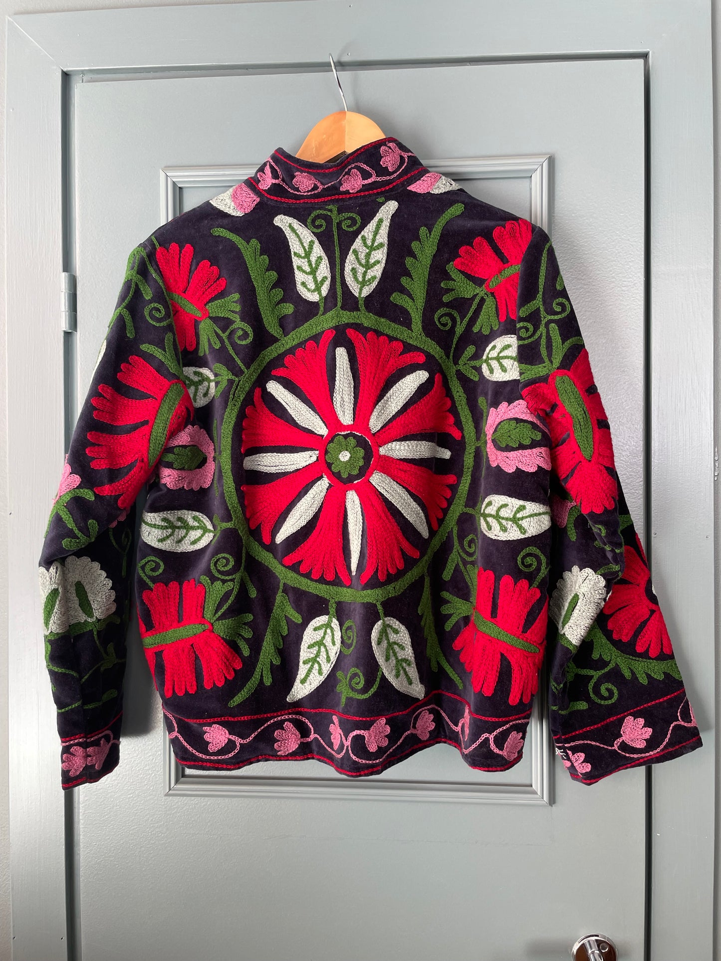 Paloma Velvet Jacket - Blue-red