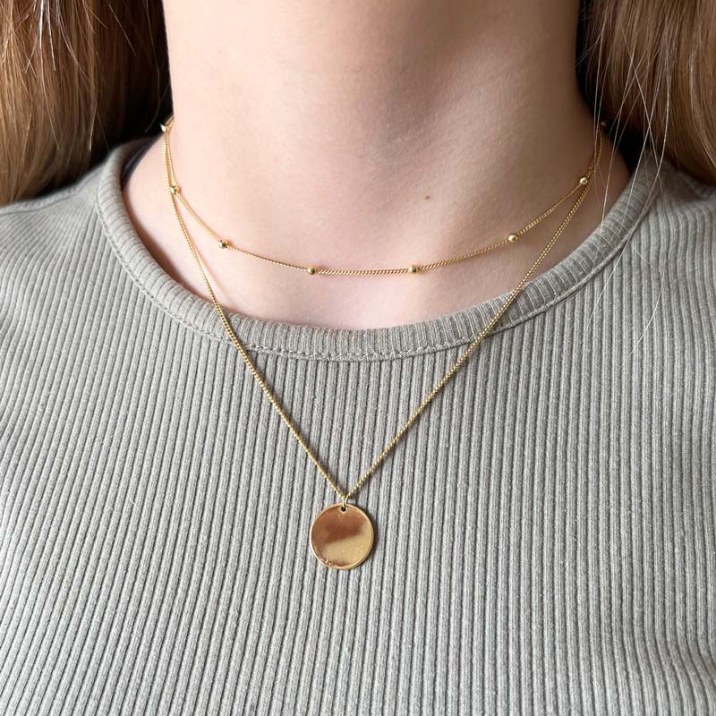 Disk double layer necklace