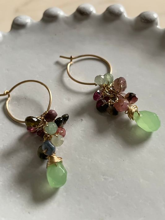 Gemstone Cluster Earring Tourmaline