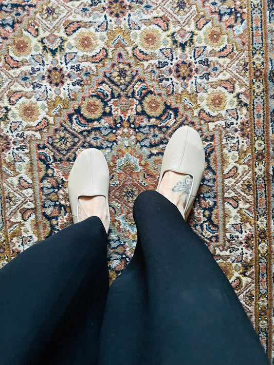 Ingeborg Leather Slippers, beige