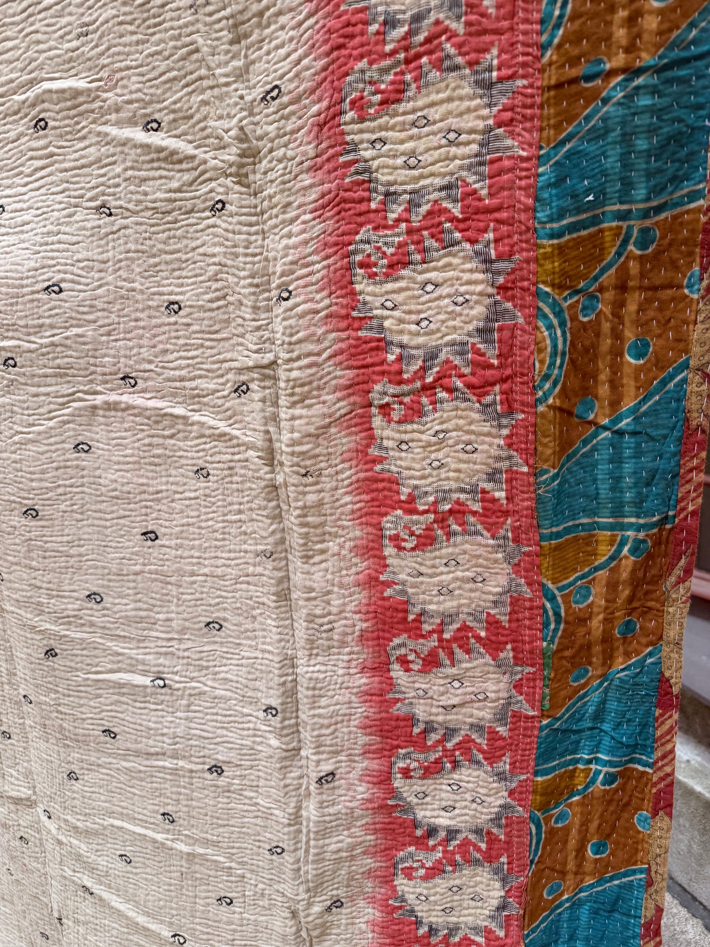 Kantha Quilt orange / beige