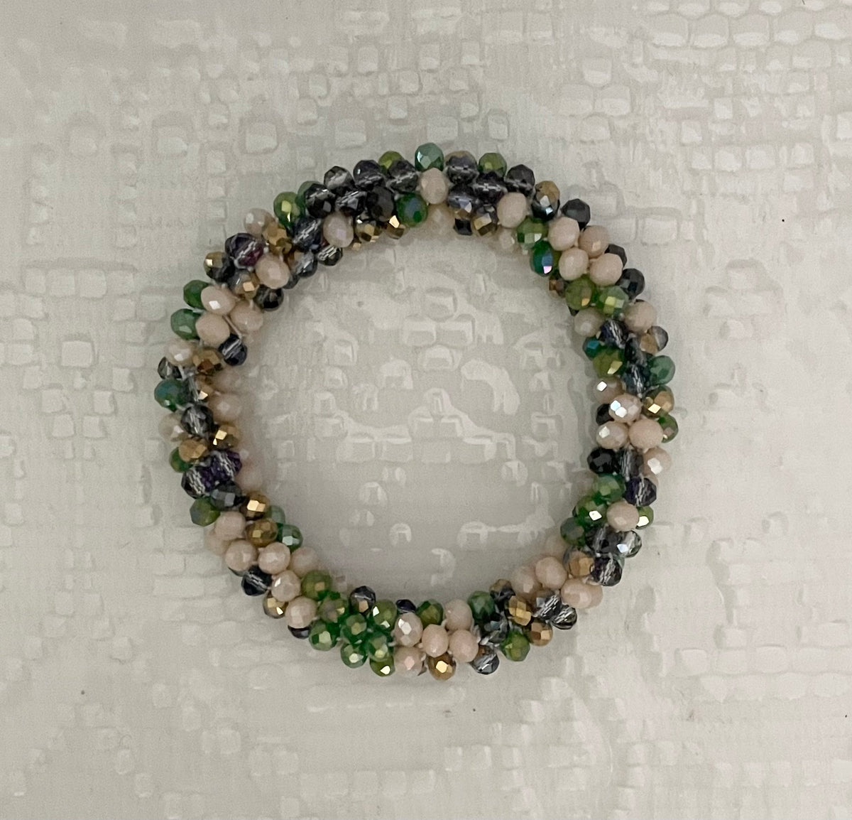 Daria hair & wrist band Green & Beige