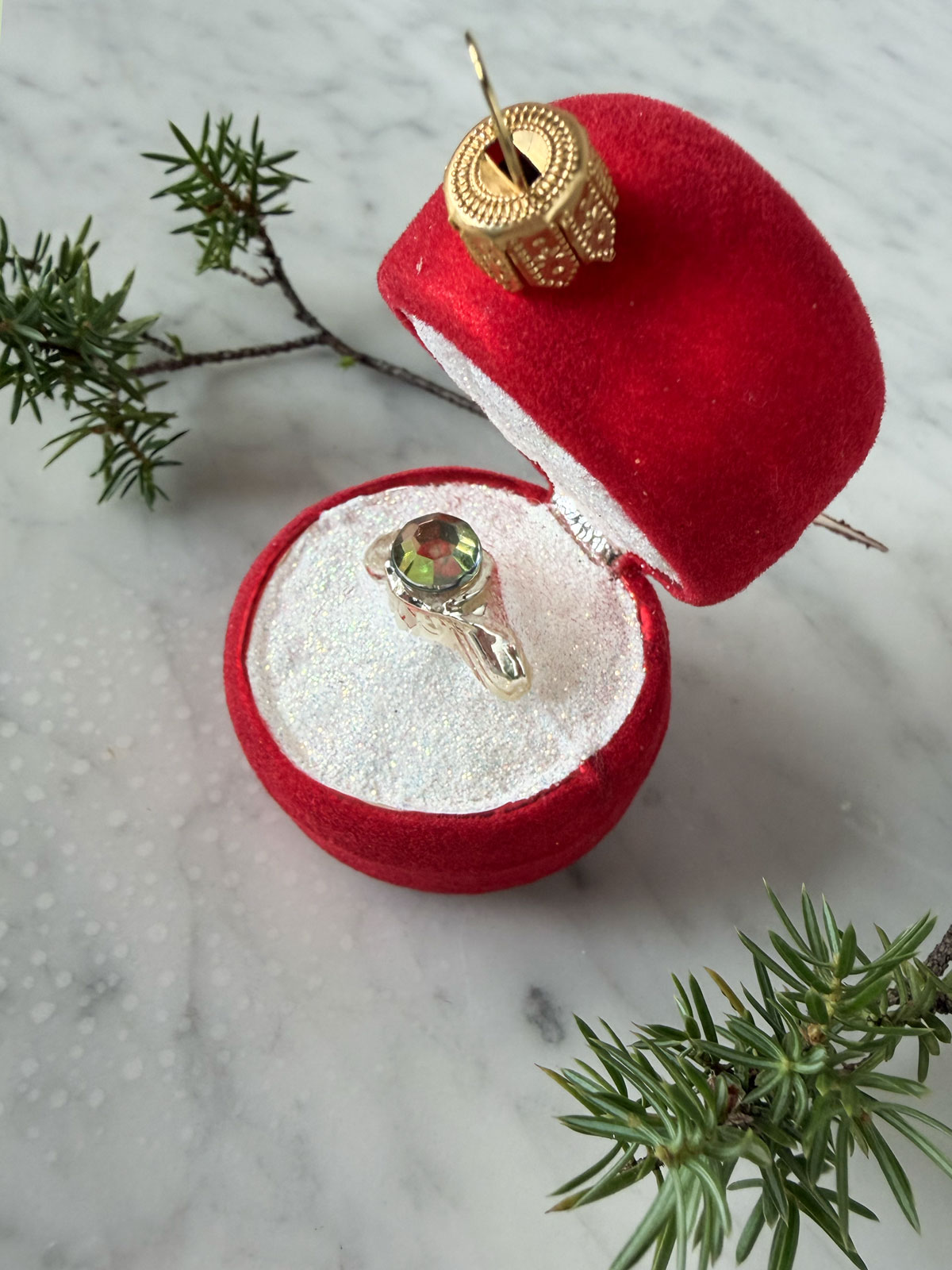 Ring Box Glass Ornament