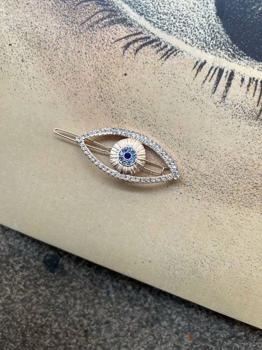 Evil eye hair clip gold