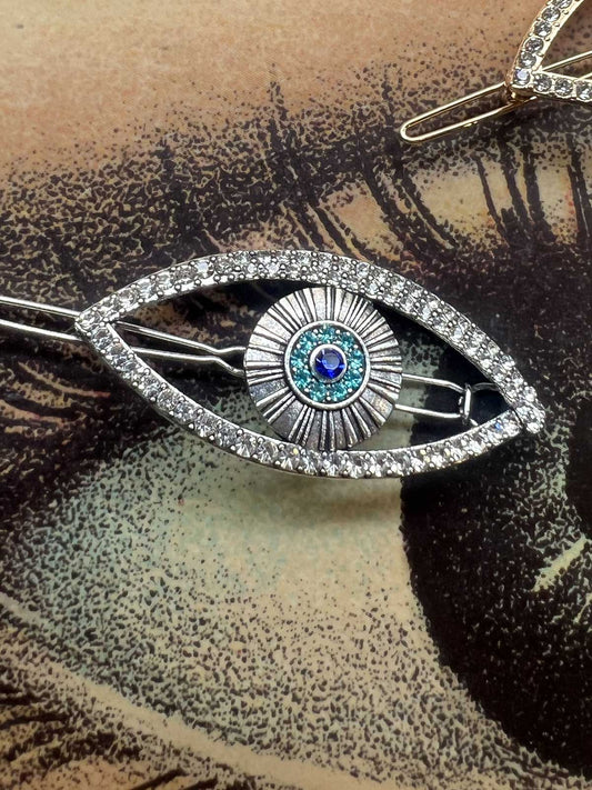 Evil eye hair clip silver