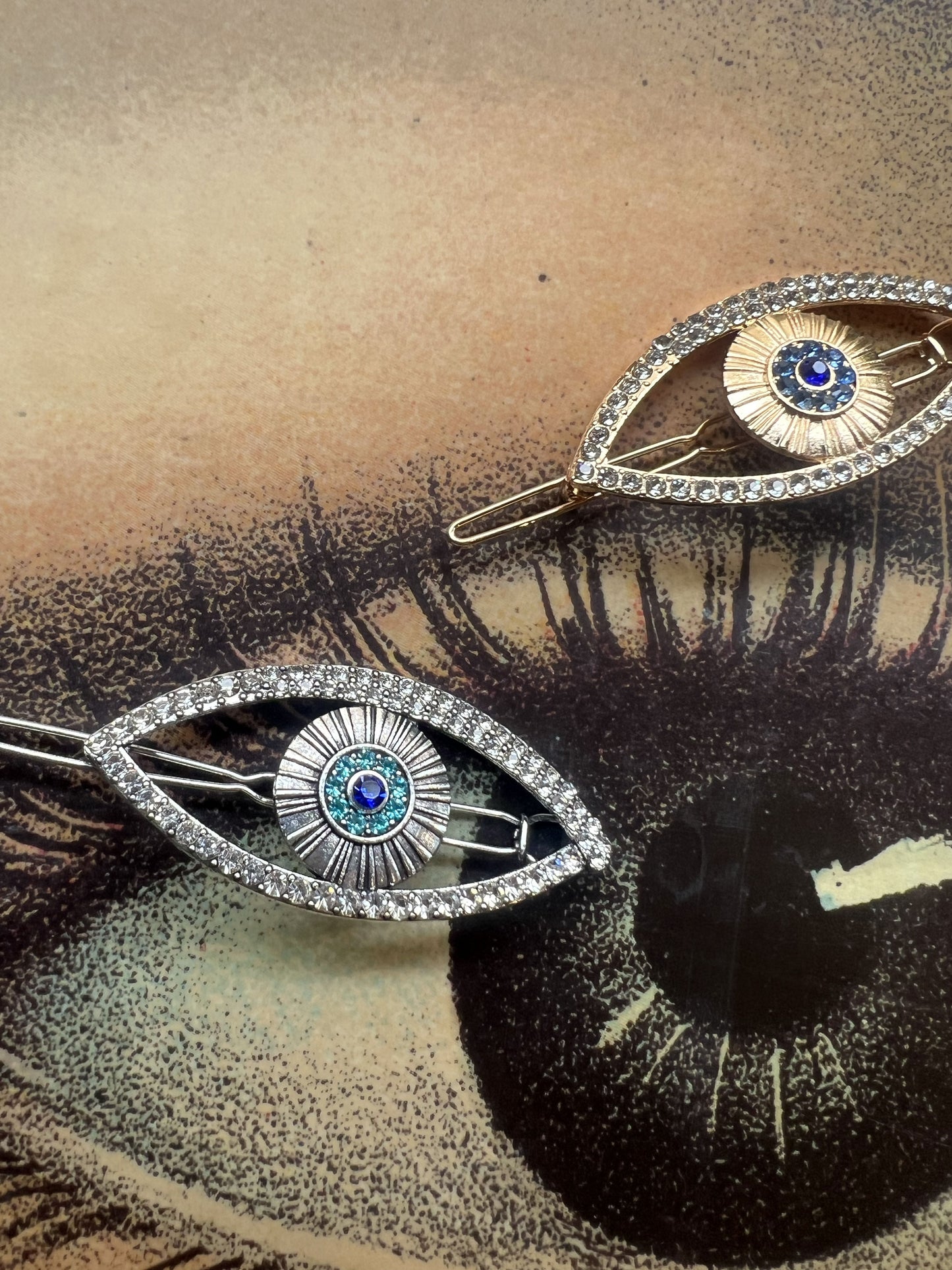 Evil eye hair clip silver