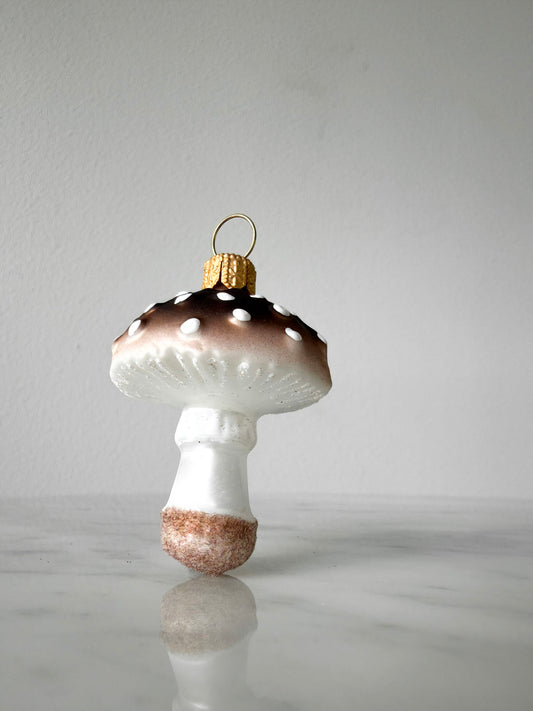 Brown Mushroom Glass Ornament