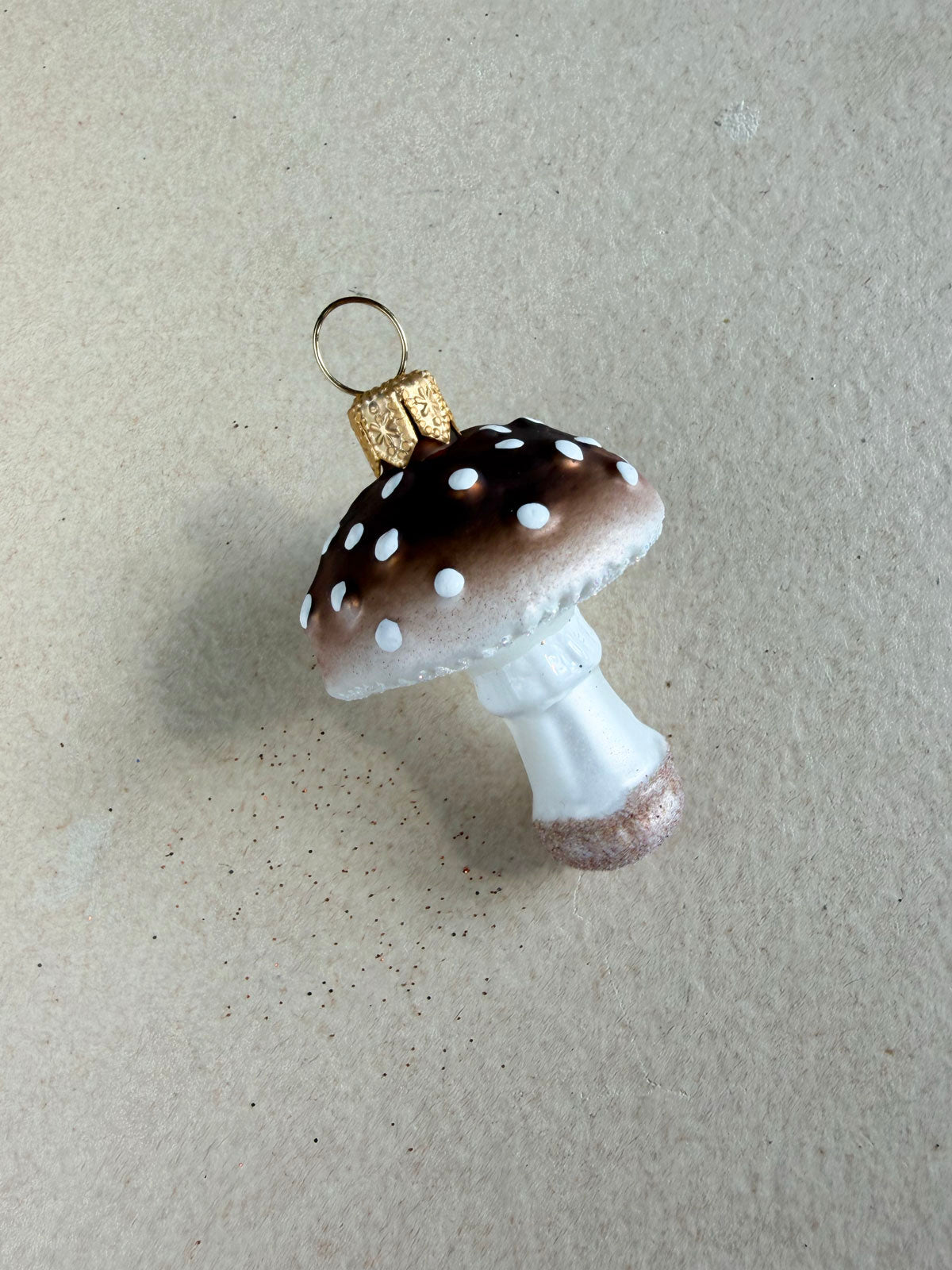 Brown Mushroom Glass Ornament