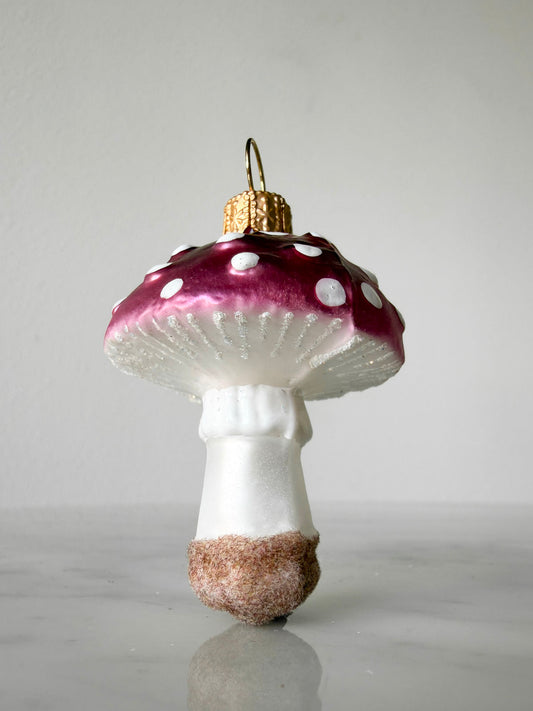 Pink Mushroom Glass Ornament