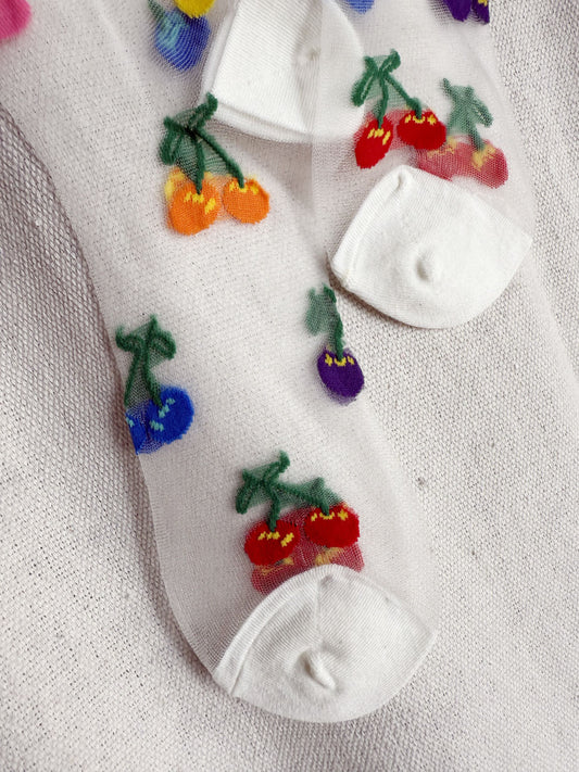 Jacquard Mesh Socks Fruits