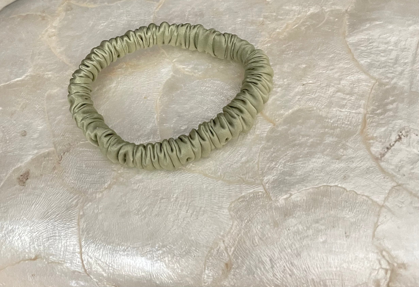 Aurora silk scrunchie sage green