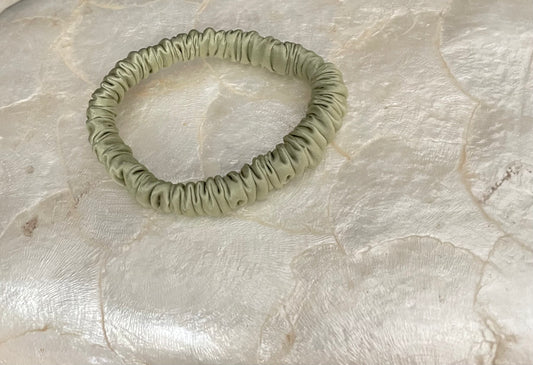 Aurora silk scrunchie sage green