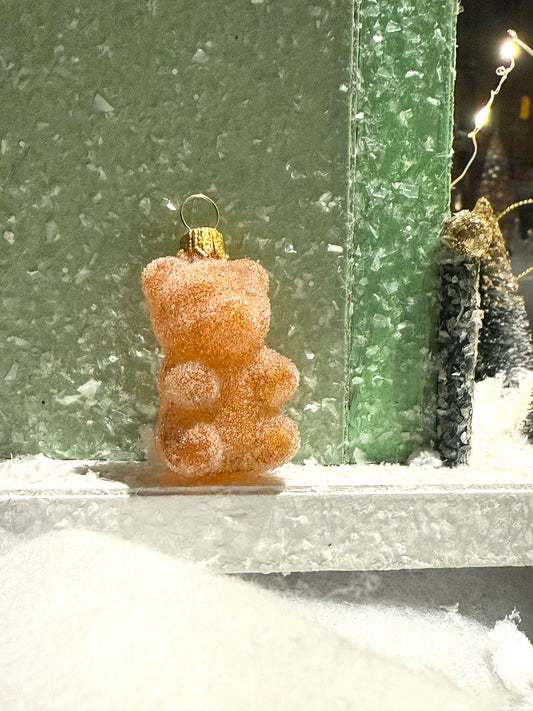 Orange Gummy Bear Glass Ornament