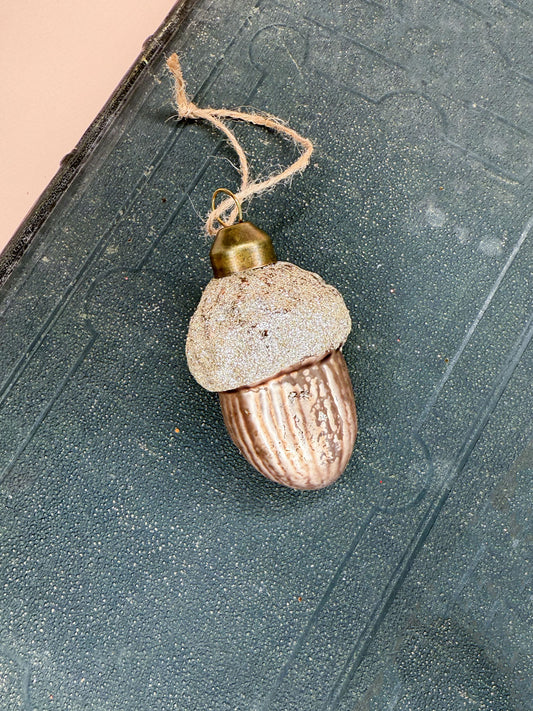 Vintage acorn glass ornament