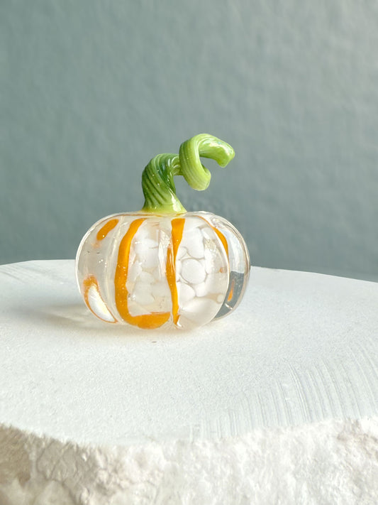 Mini glass pumpkin White