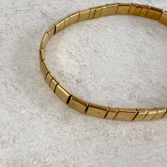 Glass tile bracelet gold