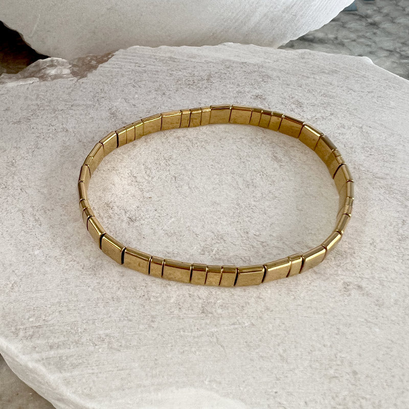 Glass tile bracelet gold