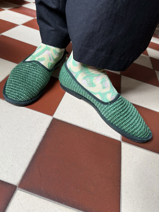 Jacquard Mesh Socks Loop Green