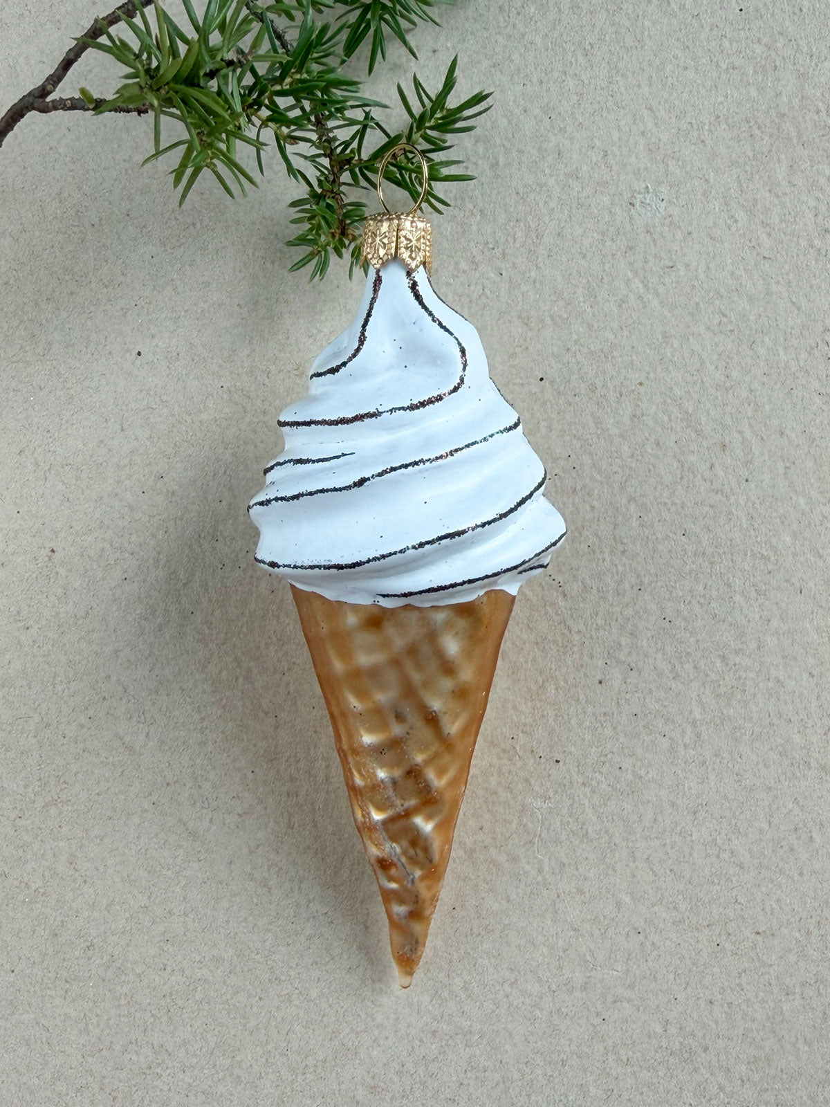 Soft Ice Cream Cone Glass Ornament