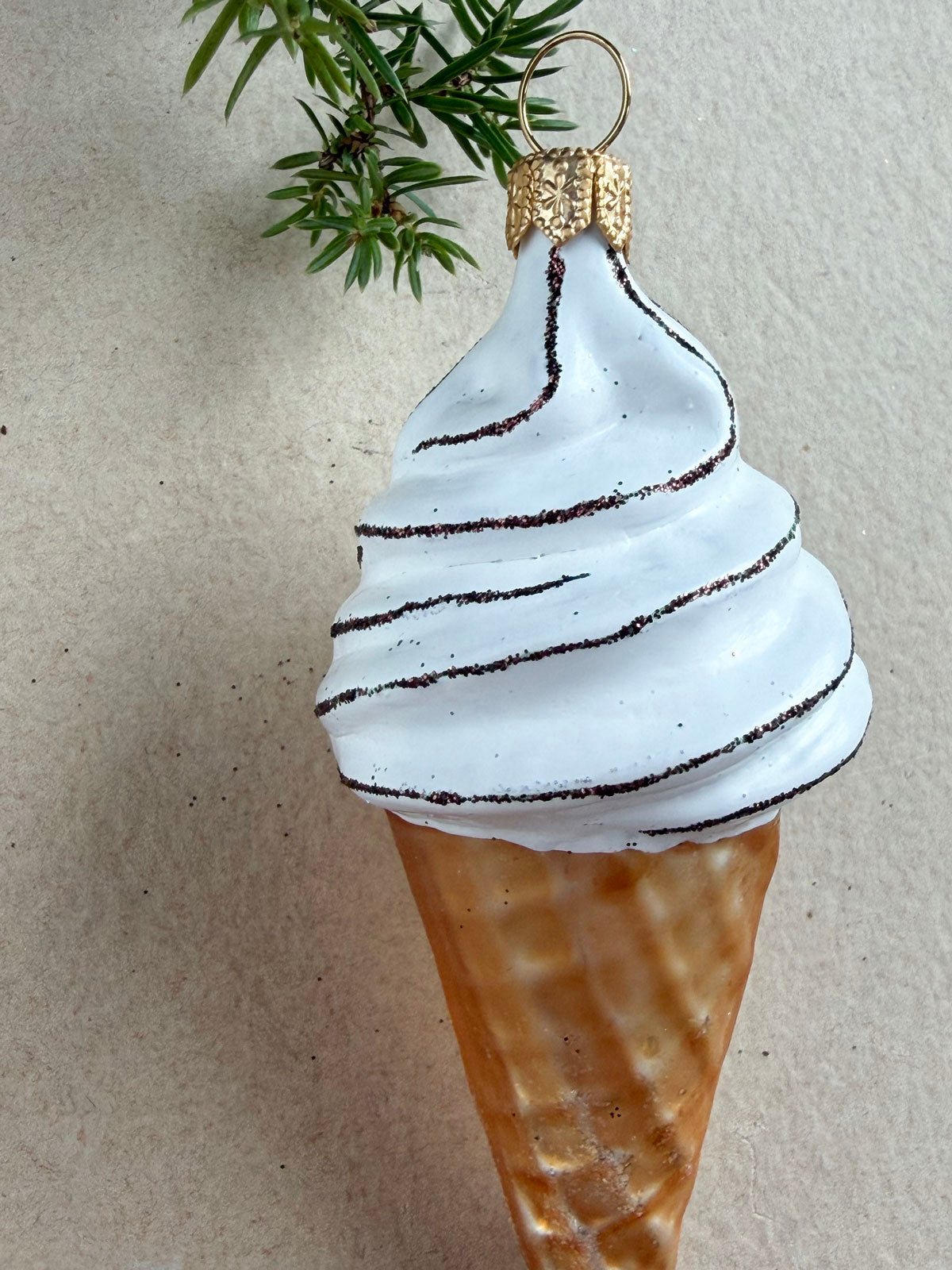 Soft Ice Cream Cone Glass Ornament