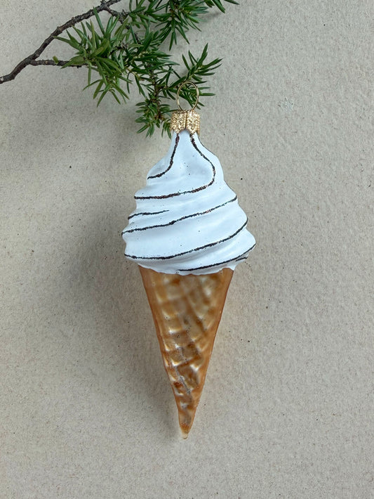 Soft Ice Cream Cone Glass Ornament
