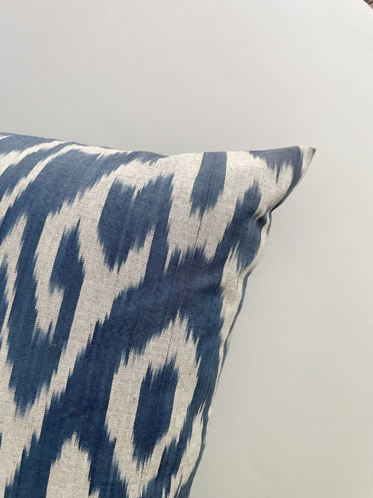 Ikat cushion cover denim blue